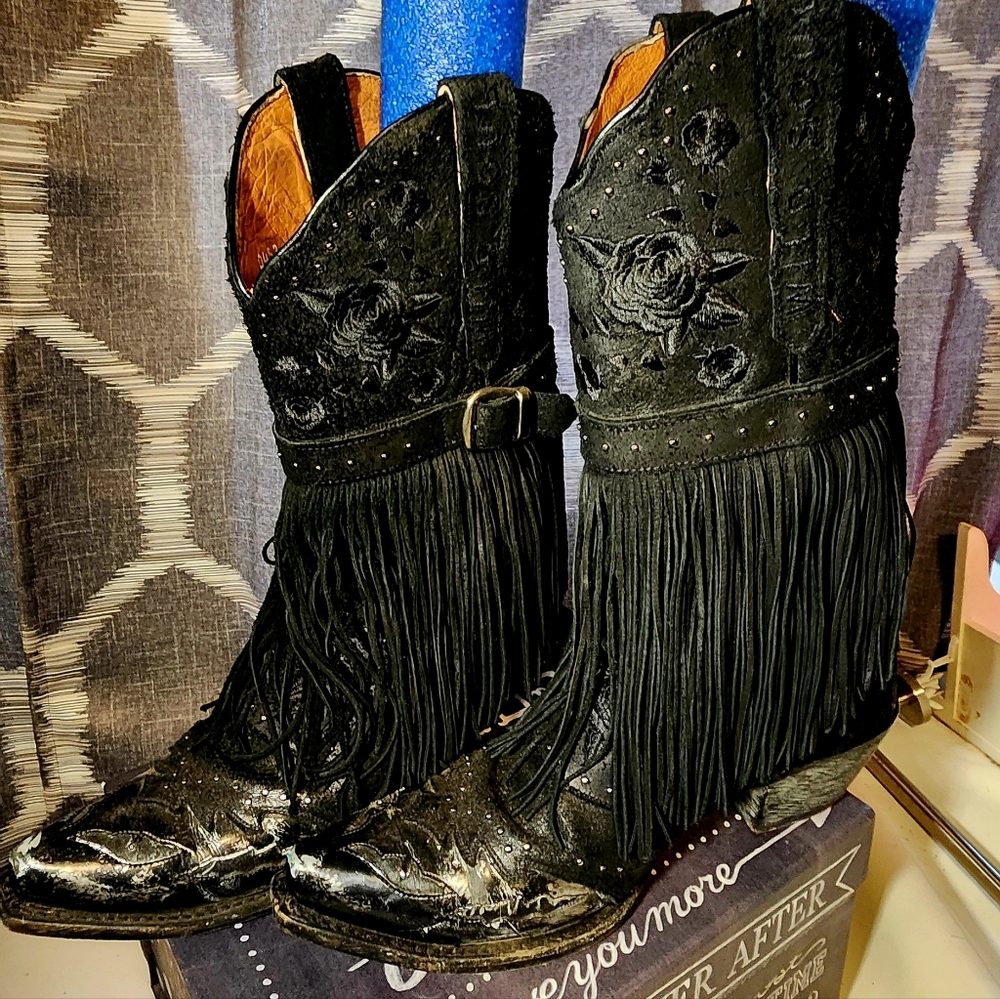 Dan Post Black Fringe Boots